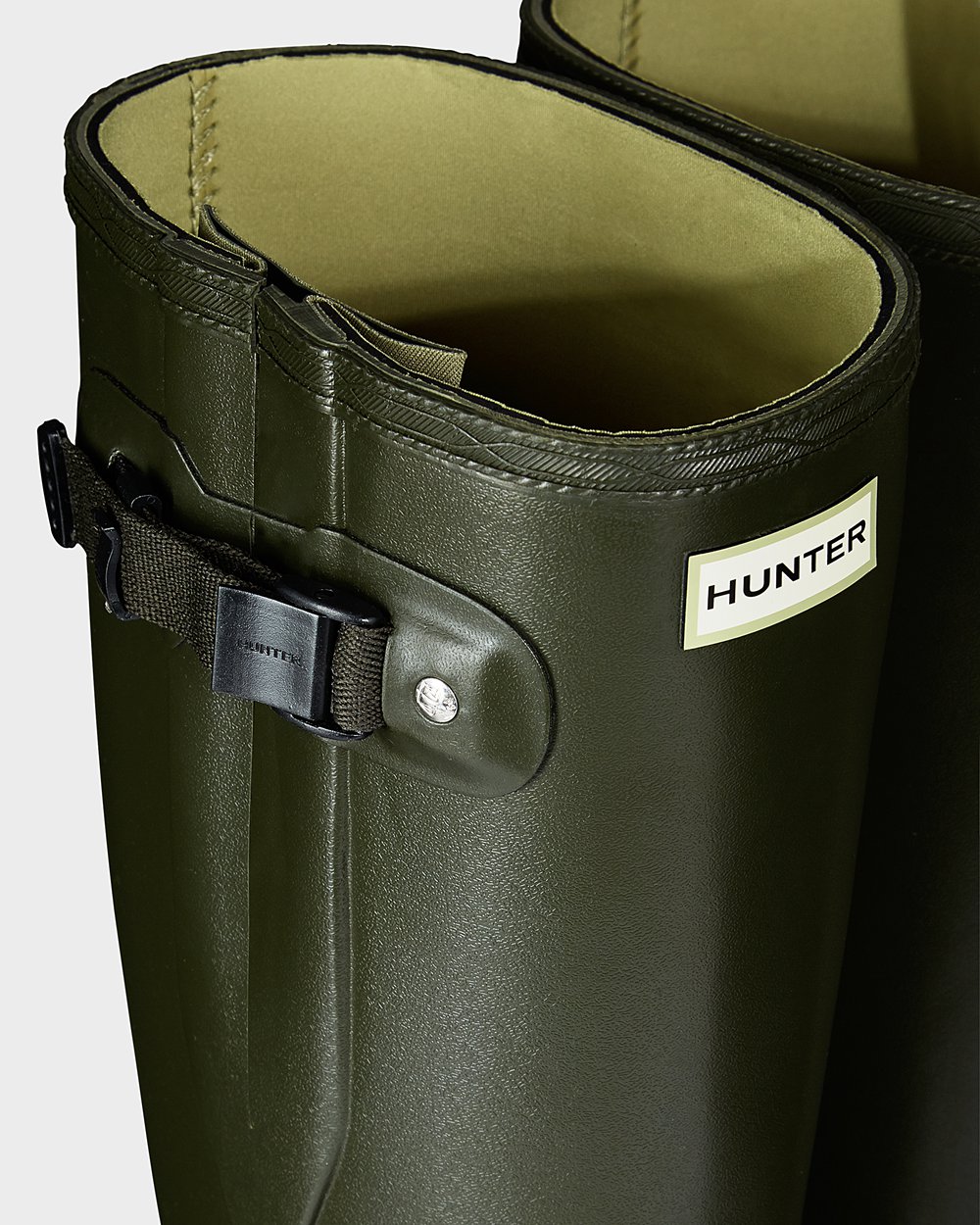 Höga Gummistövlar Herr - Hunter Norris Field Side Adjustable Neoprene Lined - Mörk Olivgröna - 20578